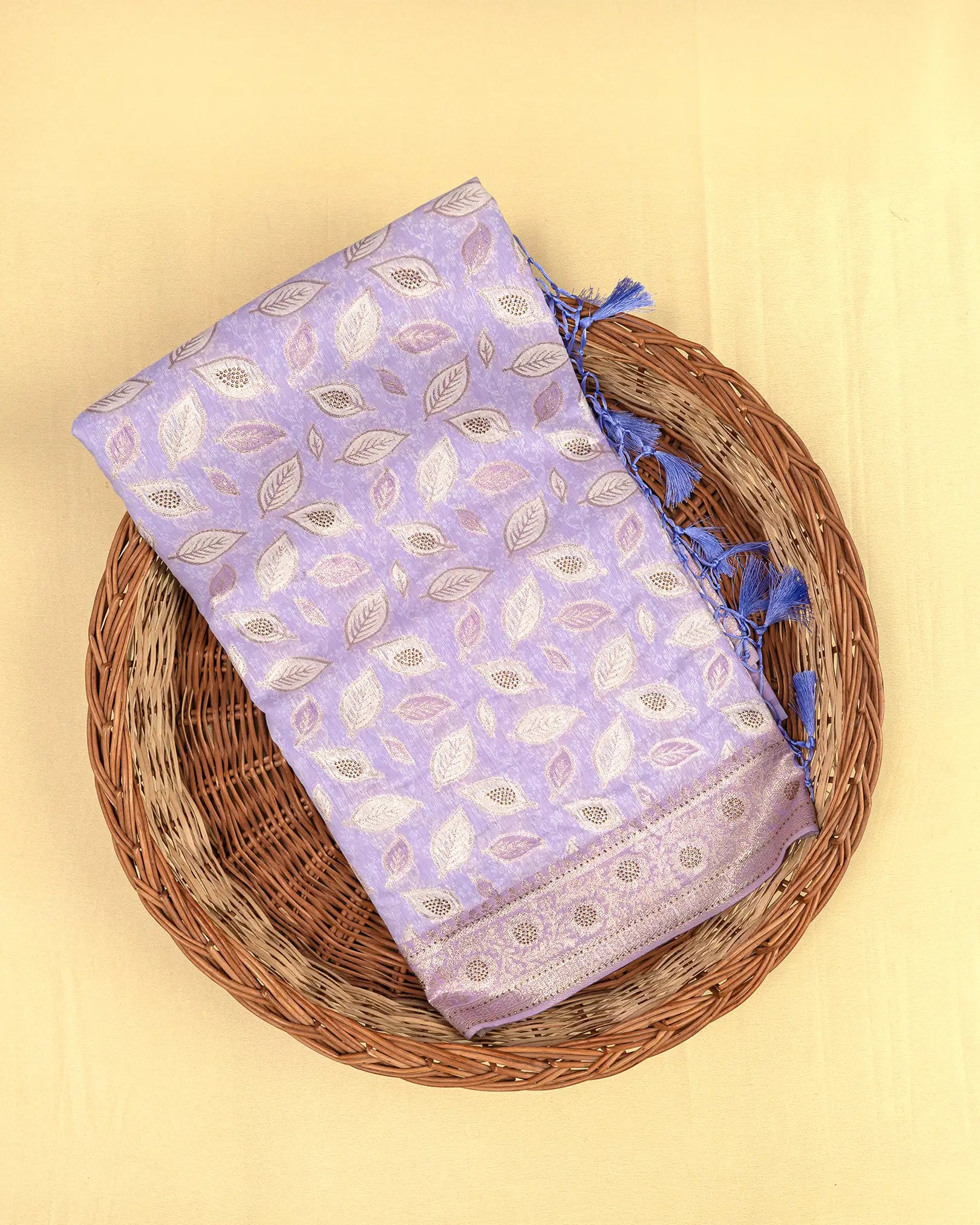 SC3259 - Cotton brasso with zari butta and copper stone