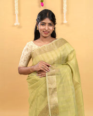 SC3052 - Tissue Plain Saree with Rich Pallu