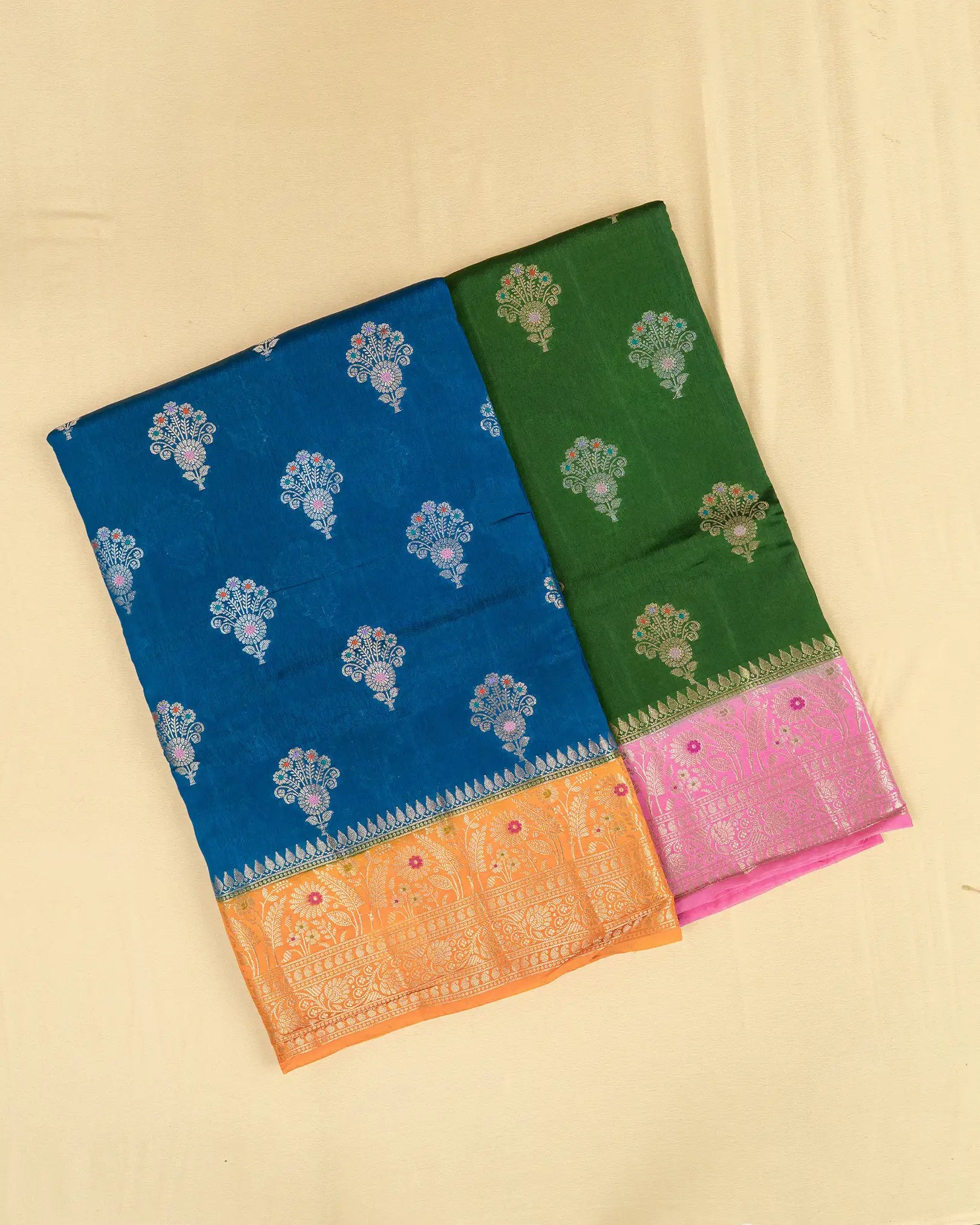 SC2967 - Tussar with meena butta over body and contrast border