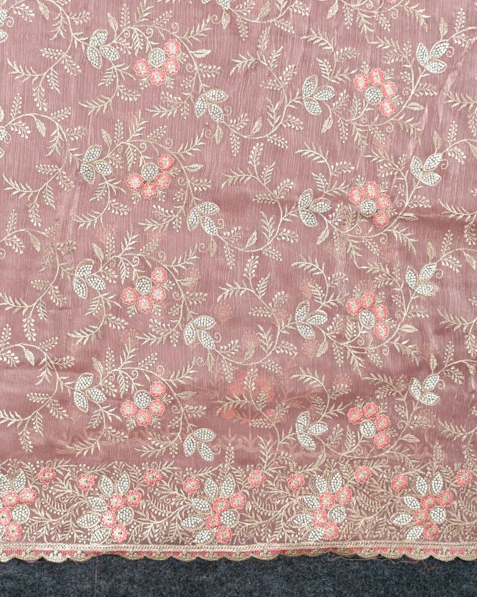 SC3550 - Fendy crush saree with premium embroidery and Jharkhand stone work