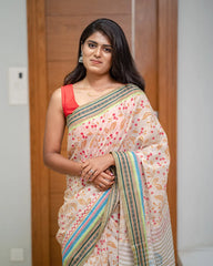 SC7424 - KHADI COTTON WITH FLORAL PATTERN SAREE