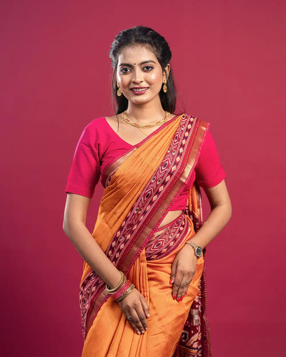 SC5779 - COTTON SAREE KATTAN WORK WITH POCHAMPALLI BORDER