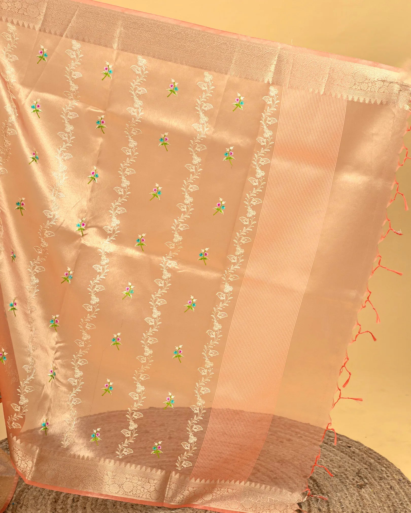 SC4067 - Tissue Meena Saree Embroidery All Over