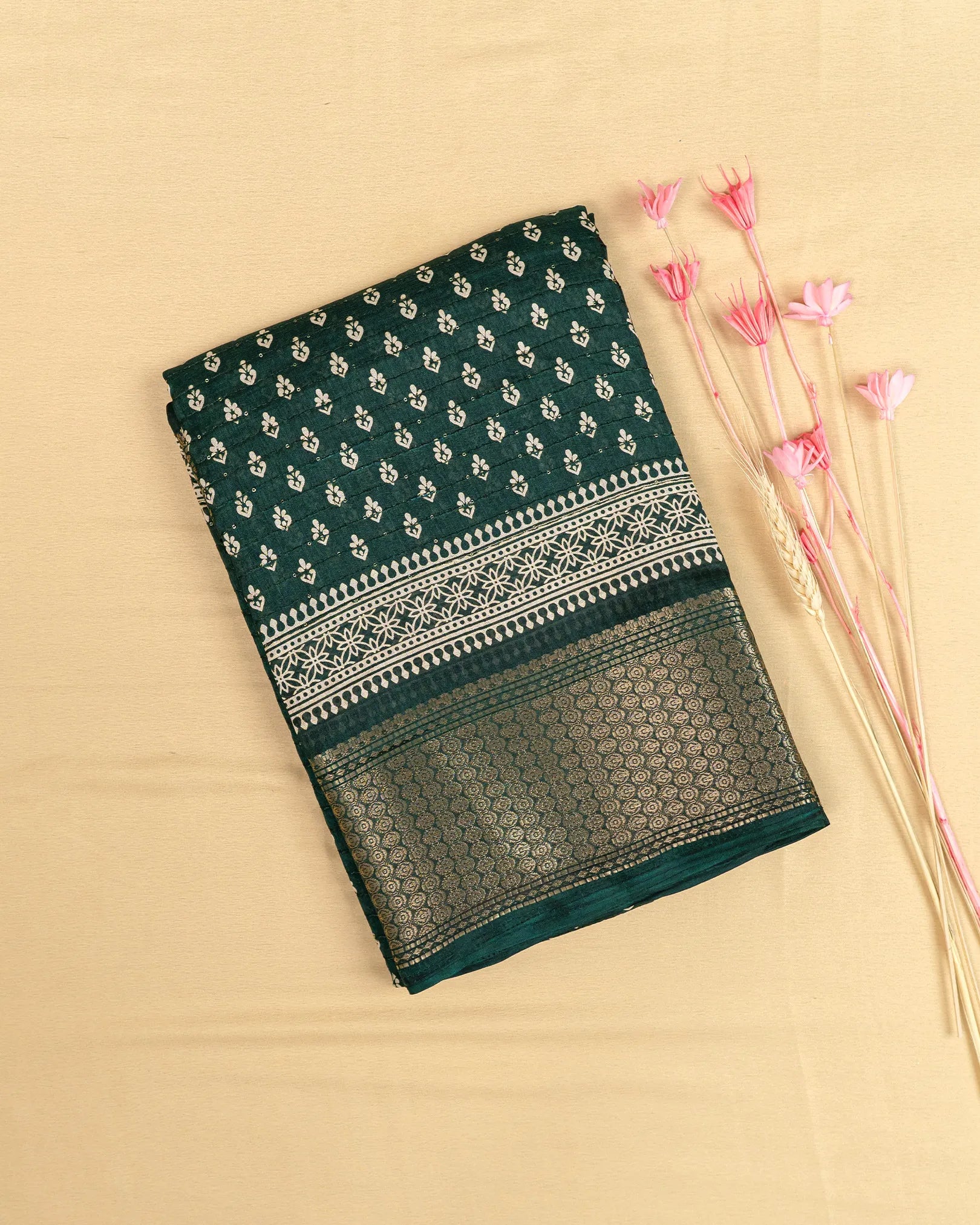 SC3973 - Dola Sequence Embroidery With Bandhini Print