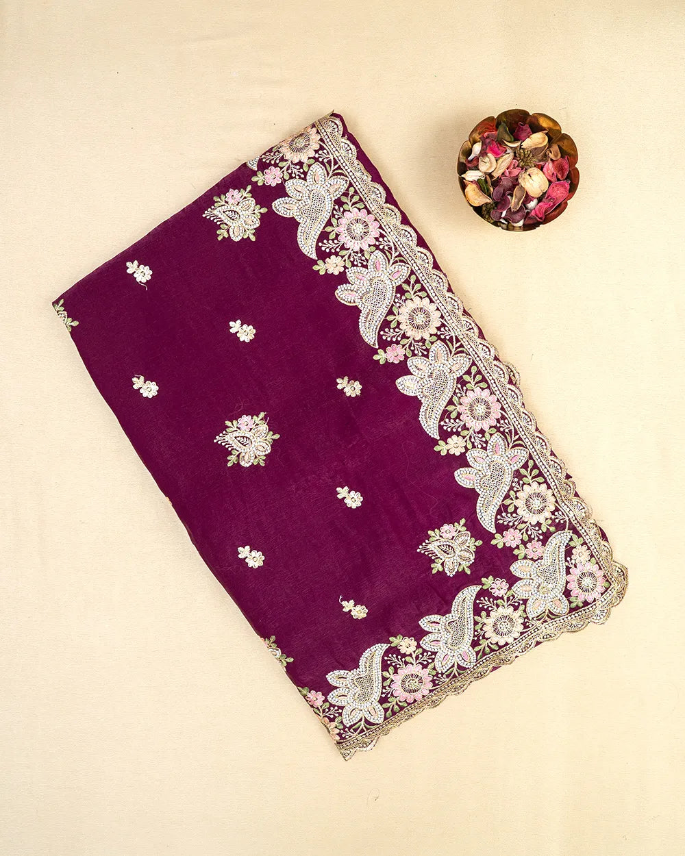 SC5849 - VISCOSE SAREE WITH FANCY EMBROIDERY STONE WORK