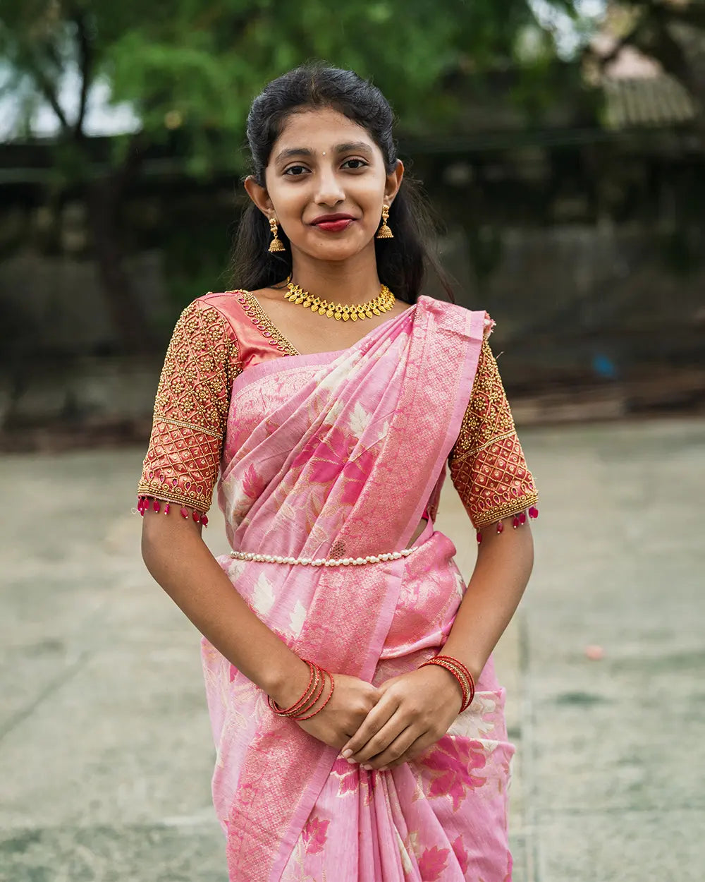 SC5285 - Tussar Cotton Saree With Copper Stone All Over Body