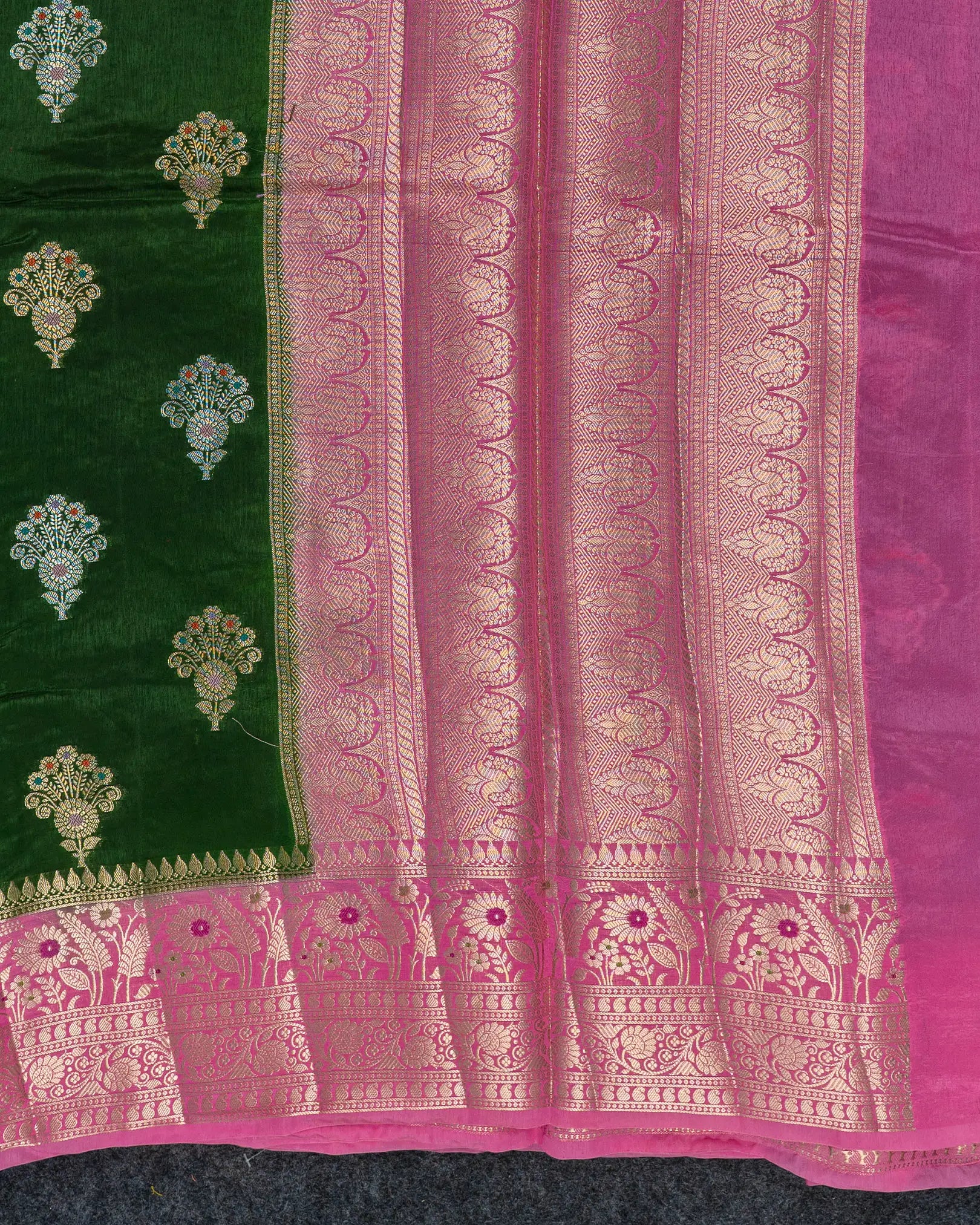 SC2967 - Tussar with meena butta over body and contrast border