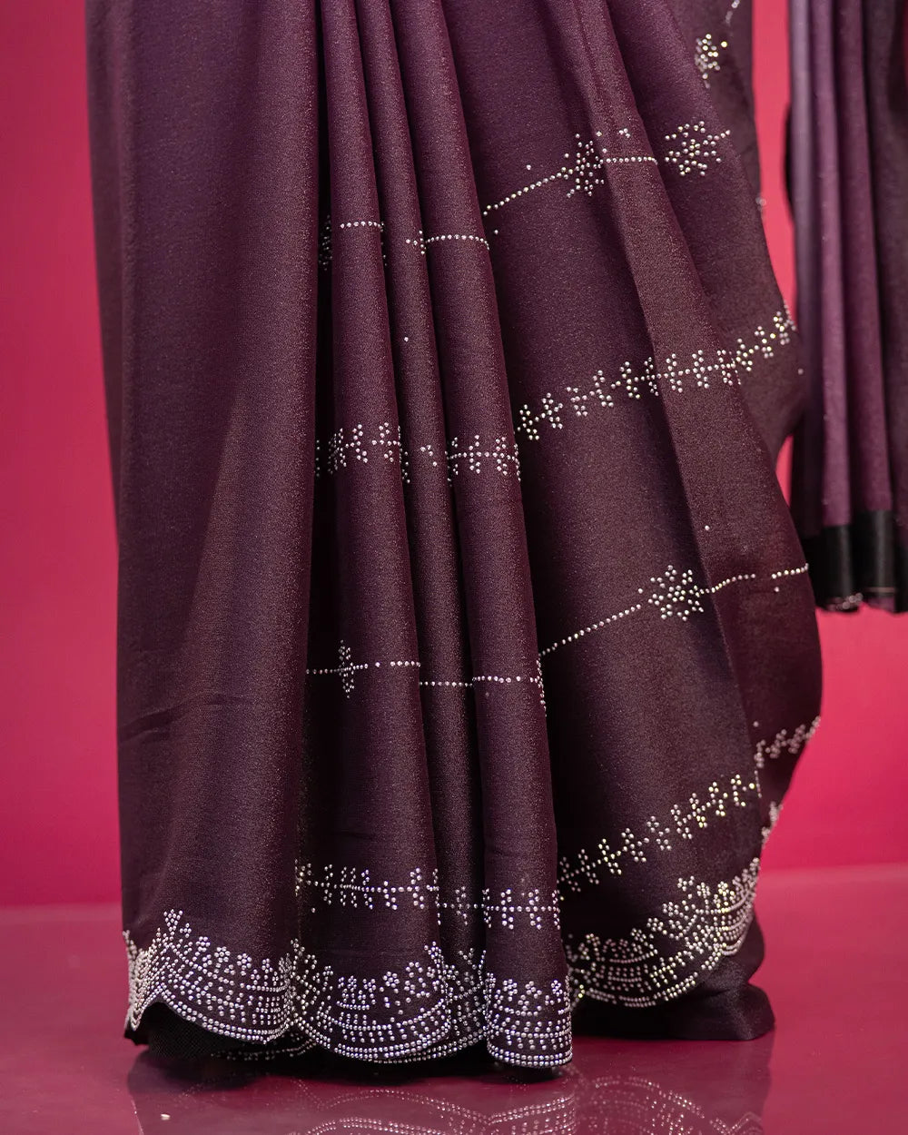 SC6490 - CHIFFON SAREE WITH DUAL TONE AND STONE WORK