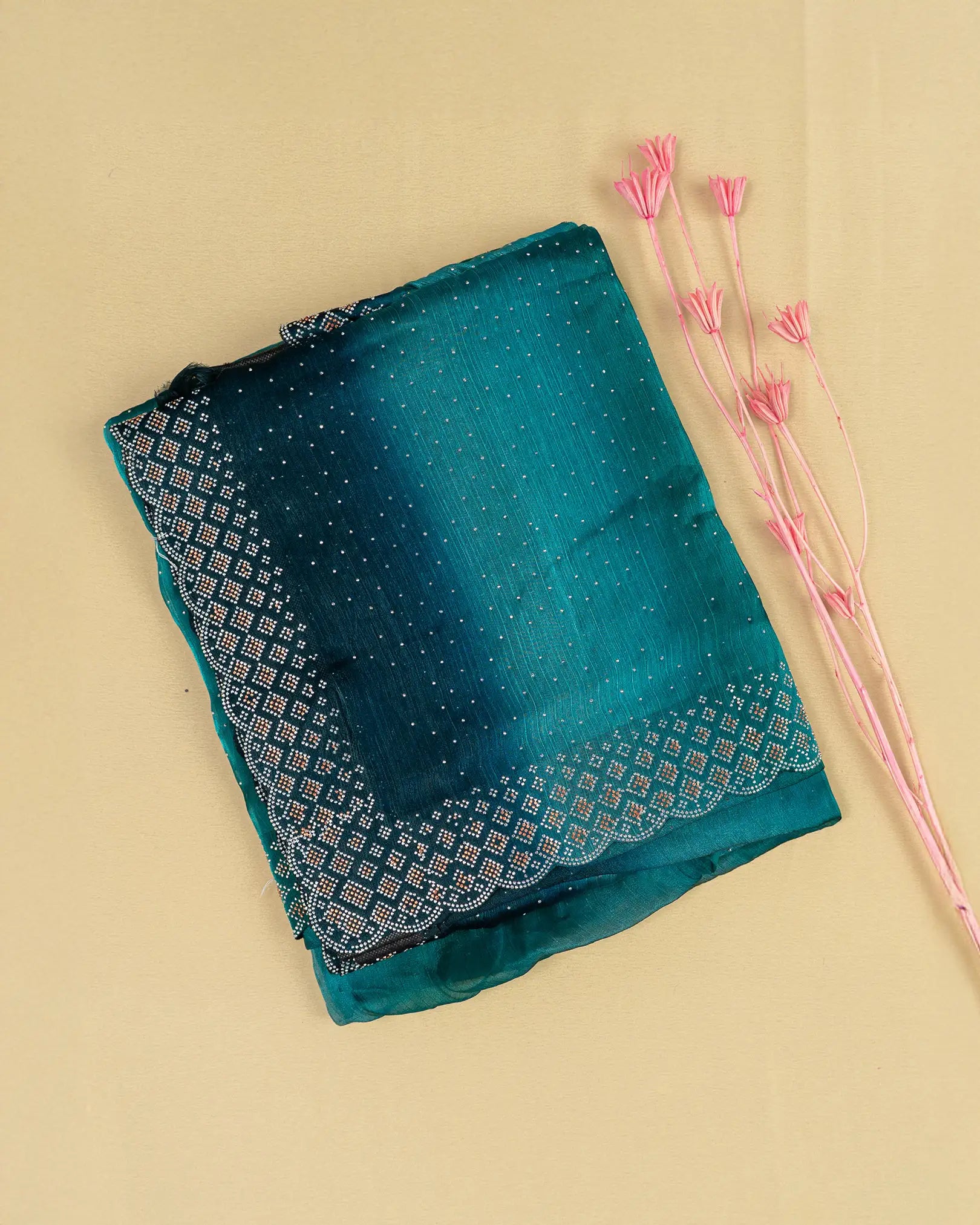 SC2914 - Dual Tone Fendy Saree with Silver & Dual Stone Work