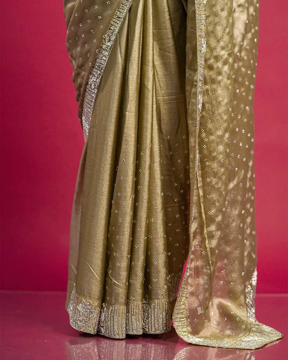 SC6505 - CHIFFON SAREE WITH JHARKHAND STONE WORK (READYWEAR SAREE)
