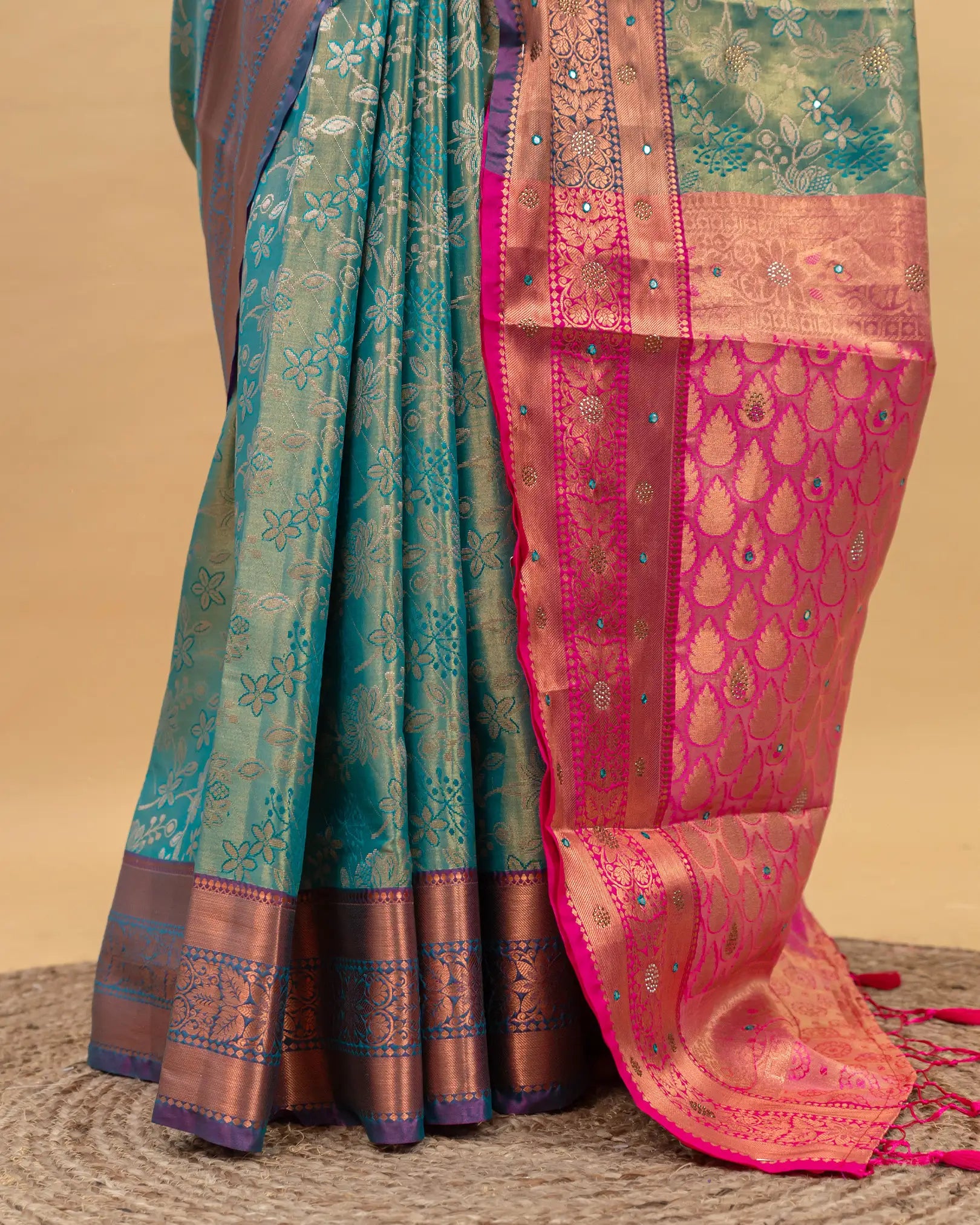 SC4361 - Tissue Saree Mirror With Stone