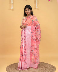 SC3420 - Linen Saree With Embroidery Border