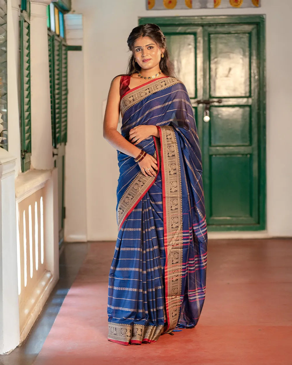 SC7532 - NARAYANPET STRIPED COTTON SAREE