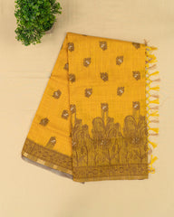 SC3026 - Linen Zari Lines Coffee Butta