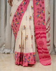 SC7503 - KHADI COTTON PARROT PRINTED SAREE