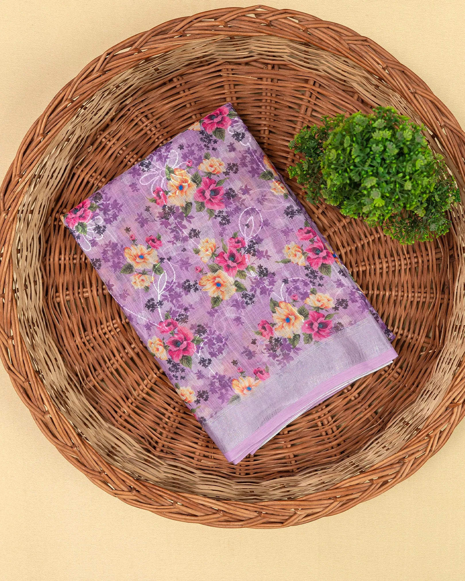 SC3947 - Linen Digital Print With Embroidery All Over Body