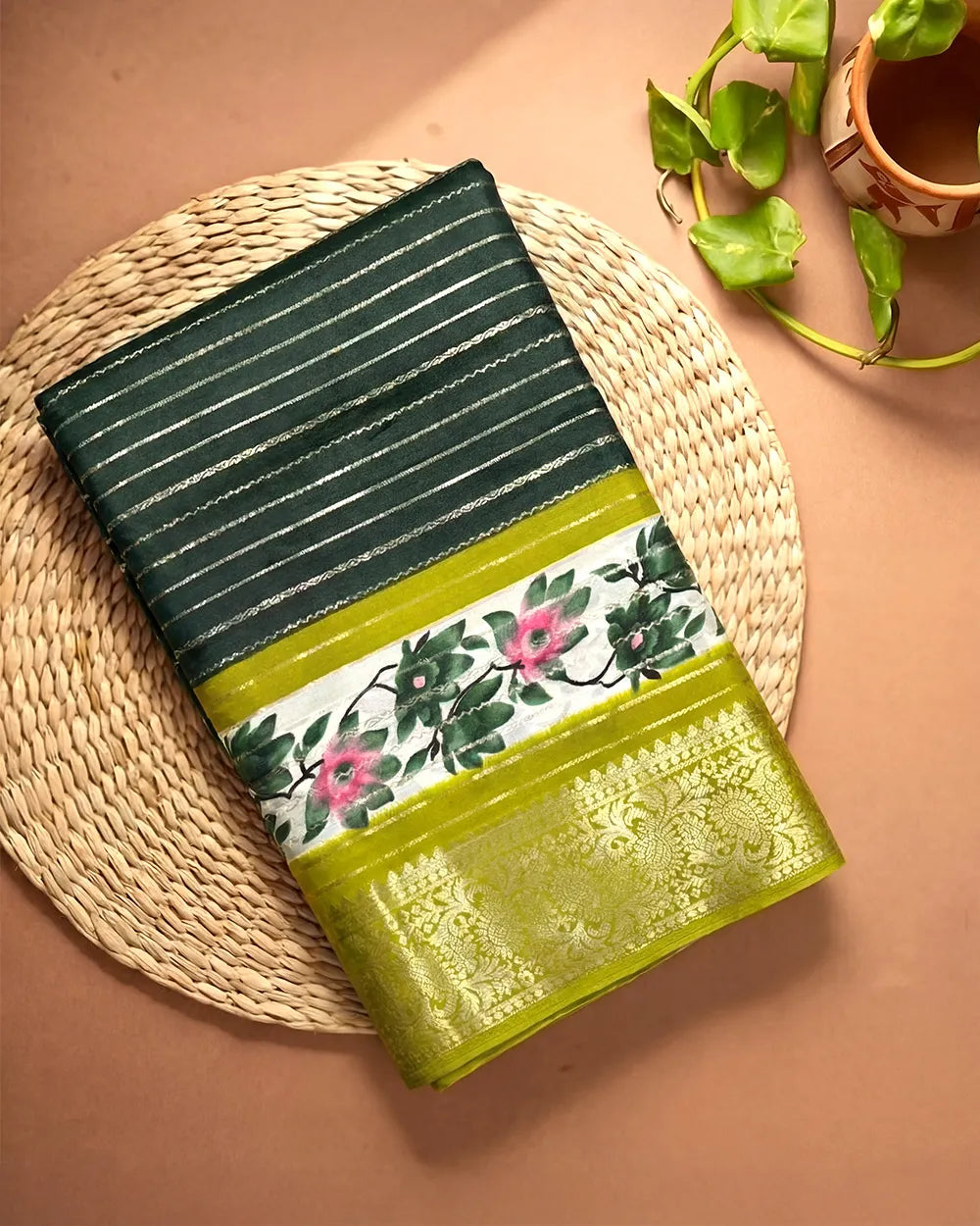 SC6205 - DOLA SILK SAREE WITH ZARI LINES