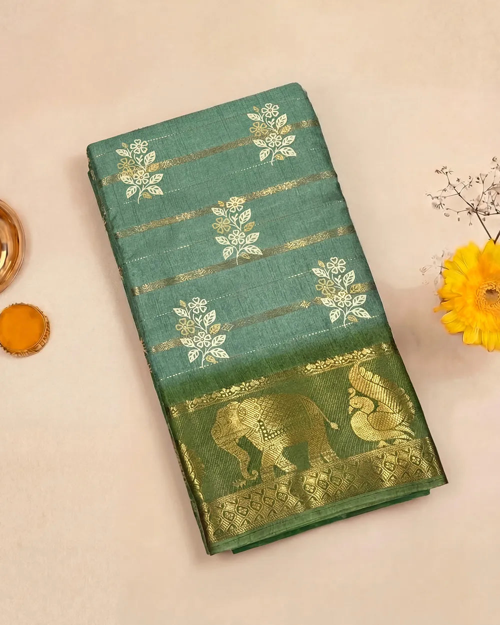 SC6003 DOLA DIGITAL PRINT ZARI LINE SAREE