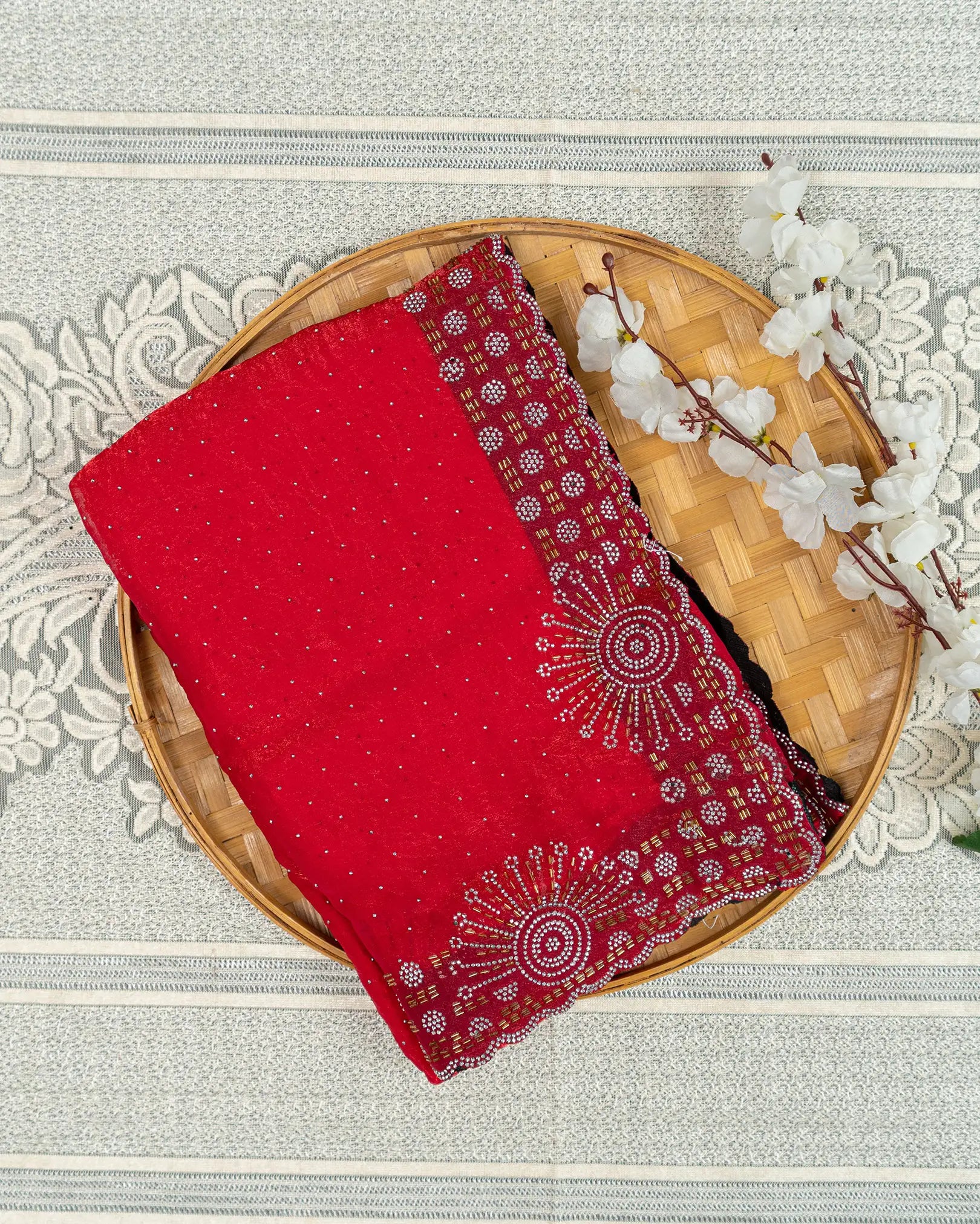 SC3822-Fendy Saree with Jarjoshi work