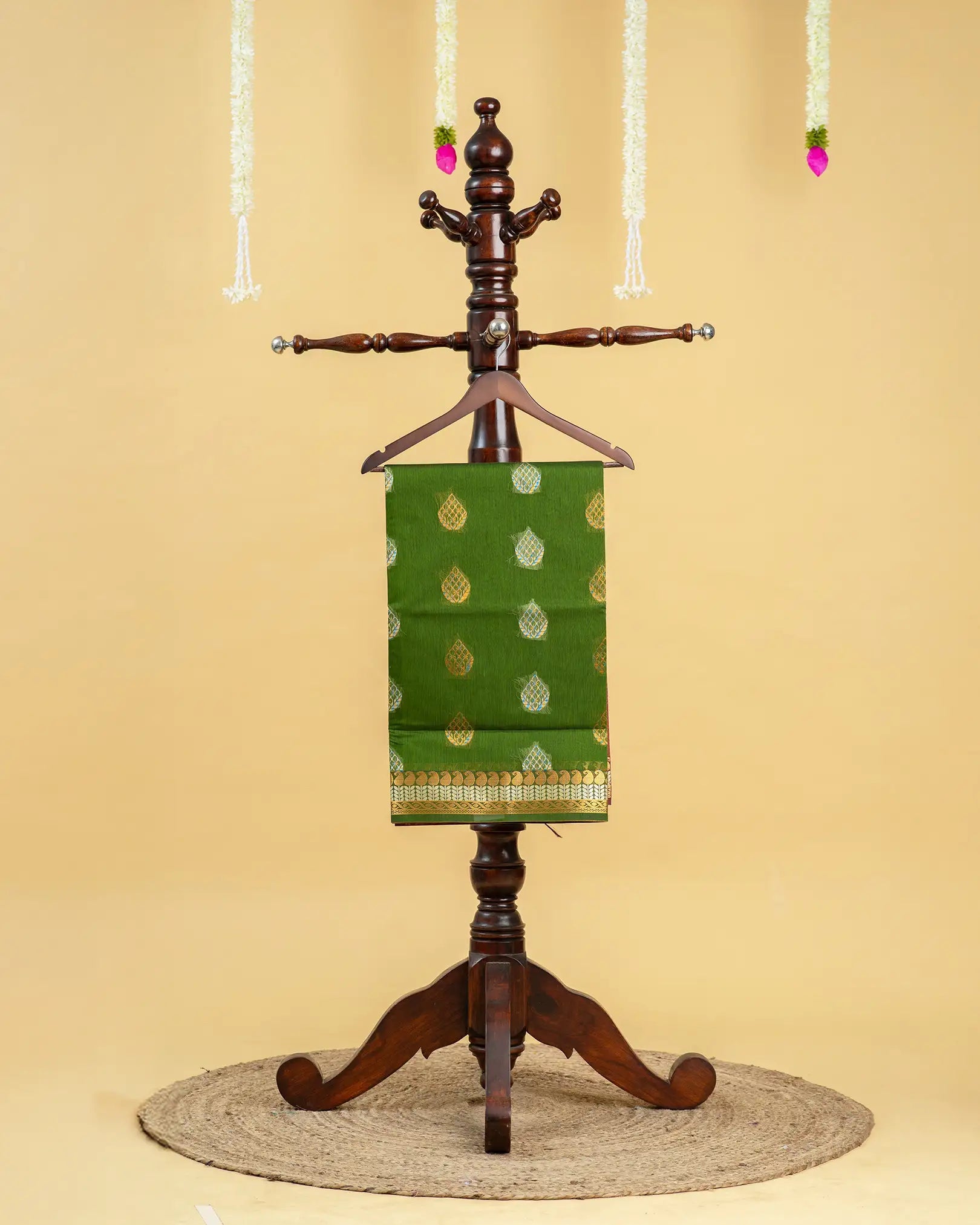 Silk Cotton Saree with Copper and Thread Work