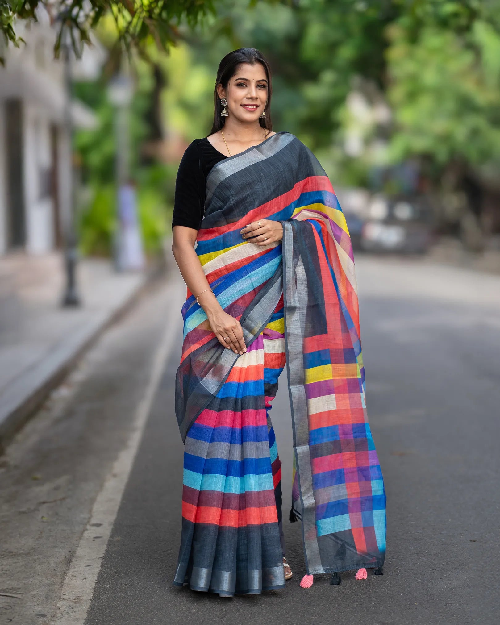 SC4845 - Linen Saree with Fancy Lines
