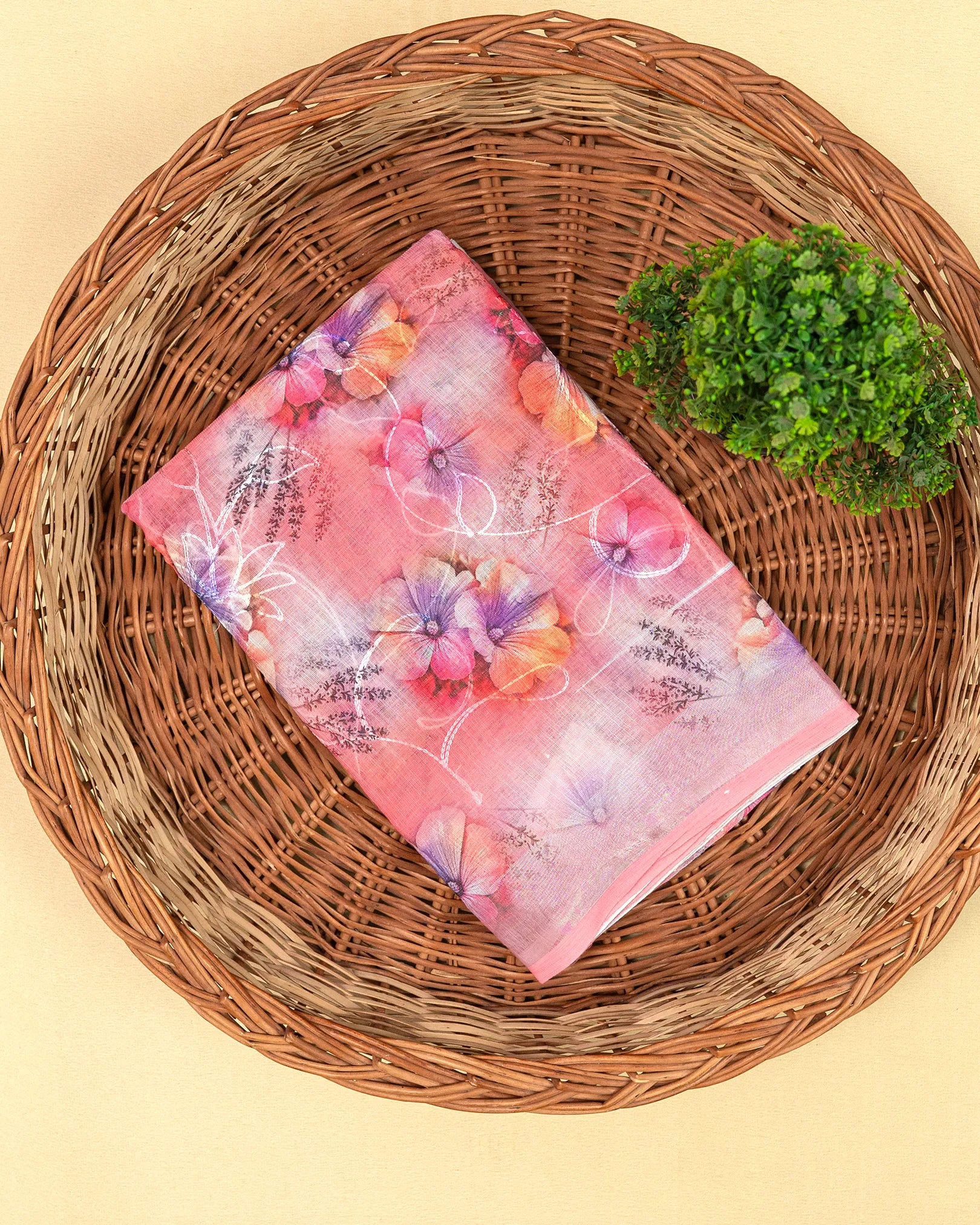 SC3947 - Linen Digital Print With Embroidery All Over Body