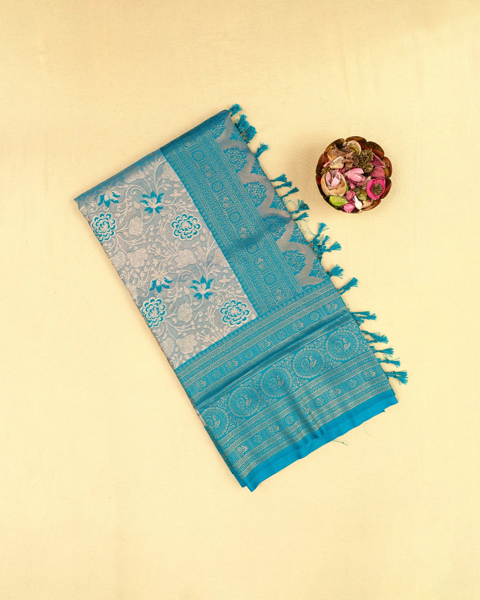 SC3964 - Tissue saree with meena butta and copper zari