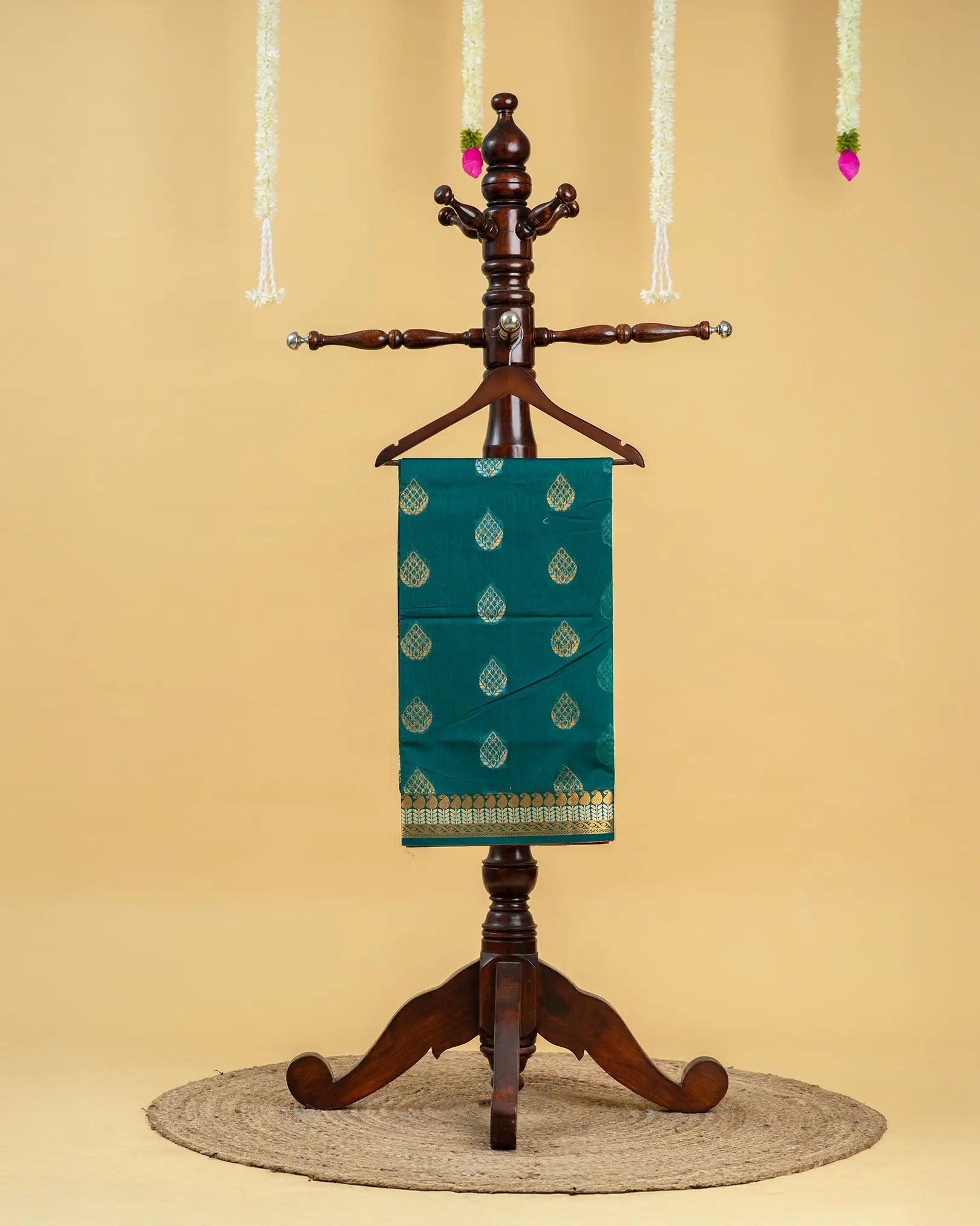 Silk Cotton Saree with Copper and Thread Work