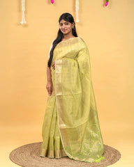 SC3052 - Tissue Plain Saree with Rich Pallu
