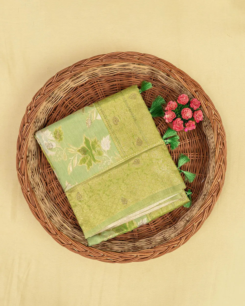 SC5285 - Tussar Cotton Saree With Copper Stone All Over Body