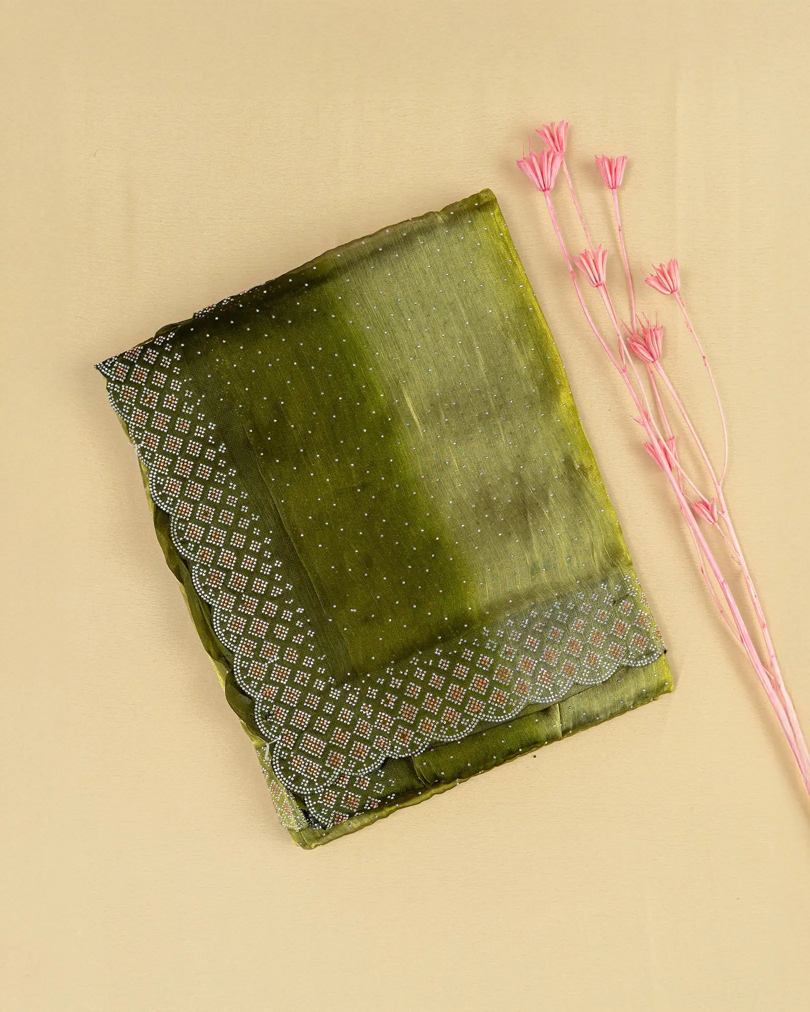 SC2914 - Dual Tone Fendy Saree with Silver & Dual Stone Work