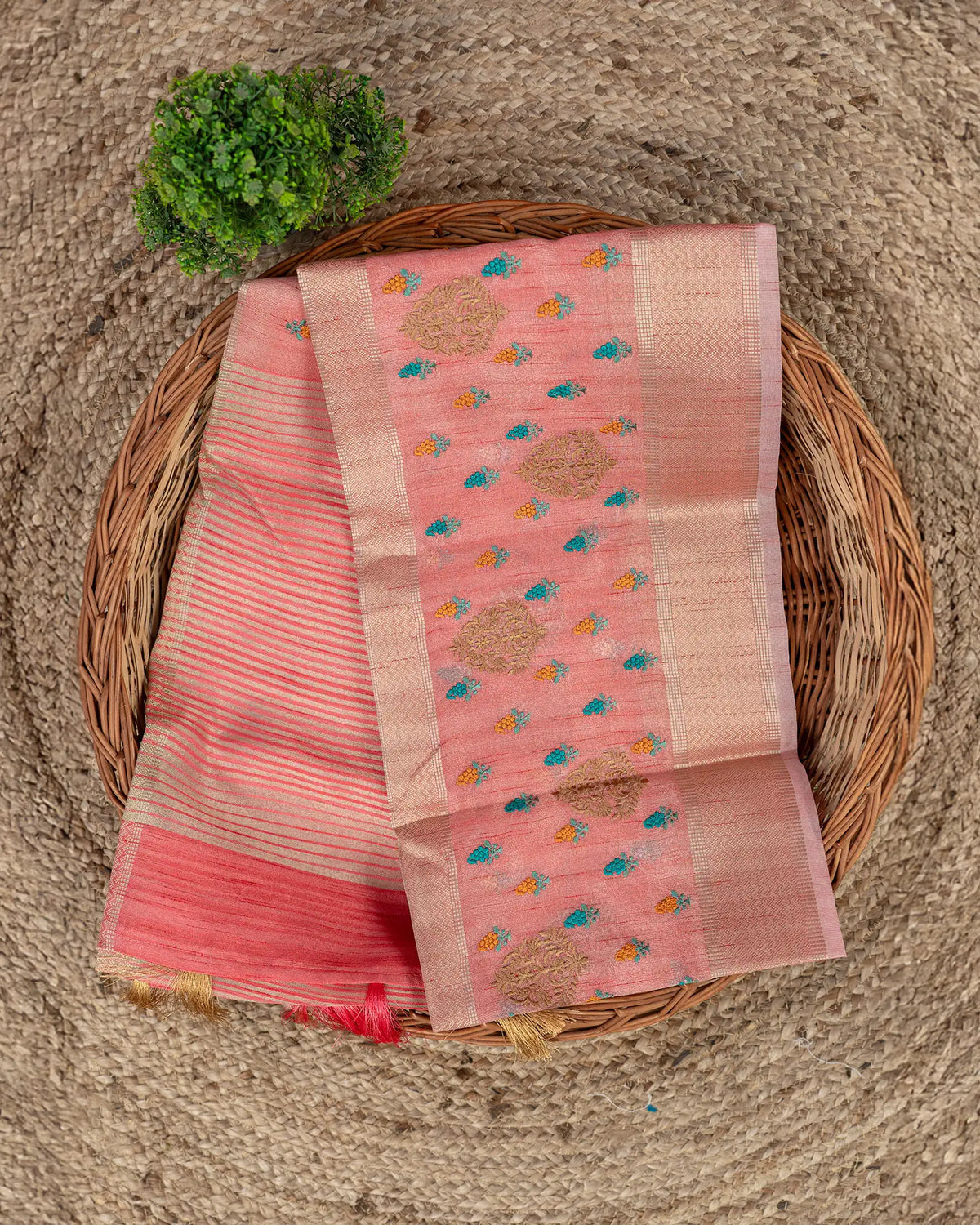 SC3119 - Linen Embroidery Saree with Meena Work