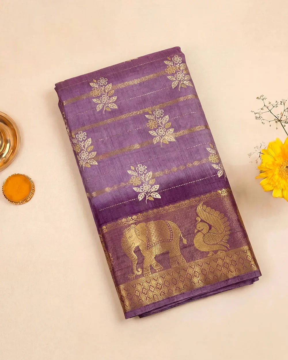 SC6003 DOLA DIGITAL PRINT ZARI LINE SAREE