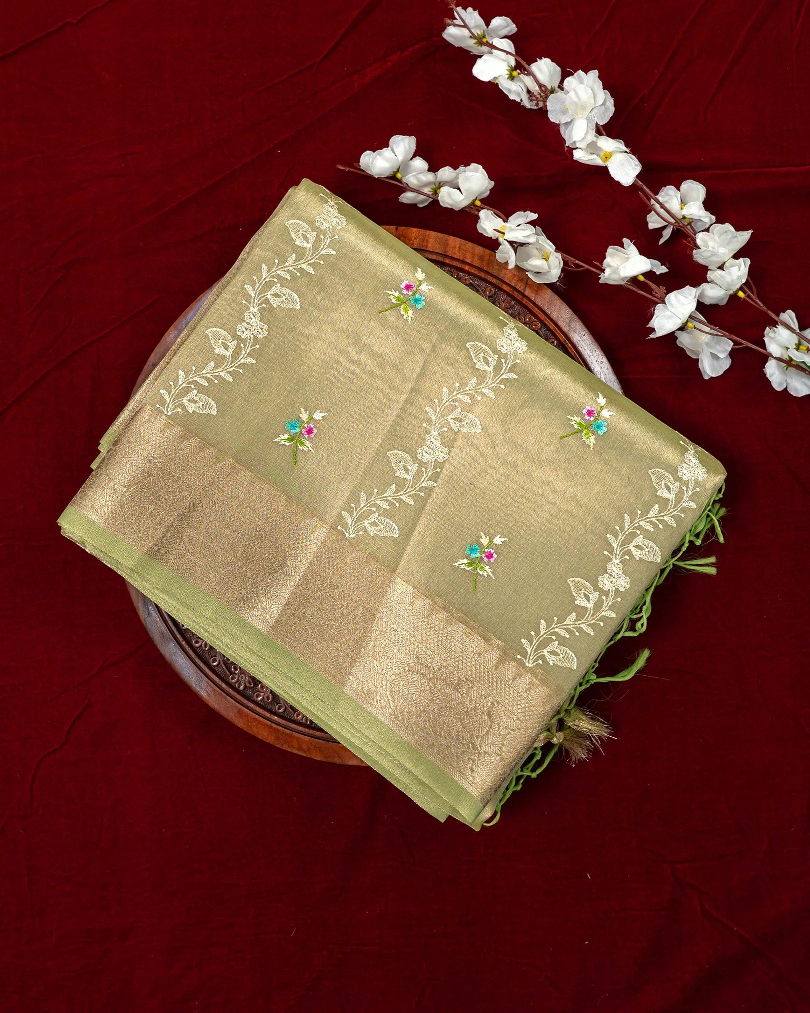 SC4067 - Tissue Meena Saree Embroidery All Over