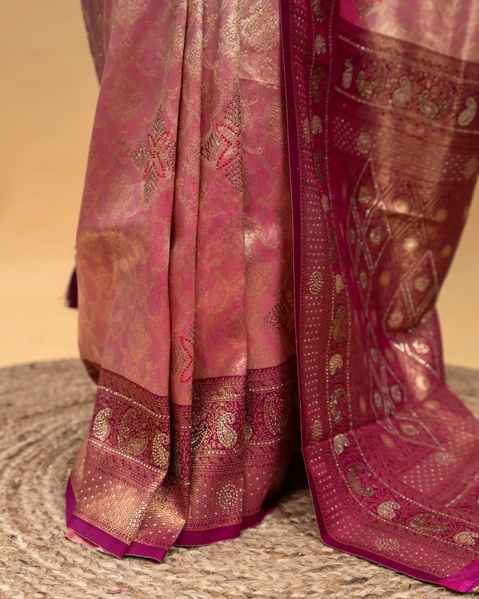 SC3582 - Tissue Saree With Premium Multi Colour Stone