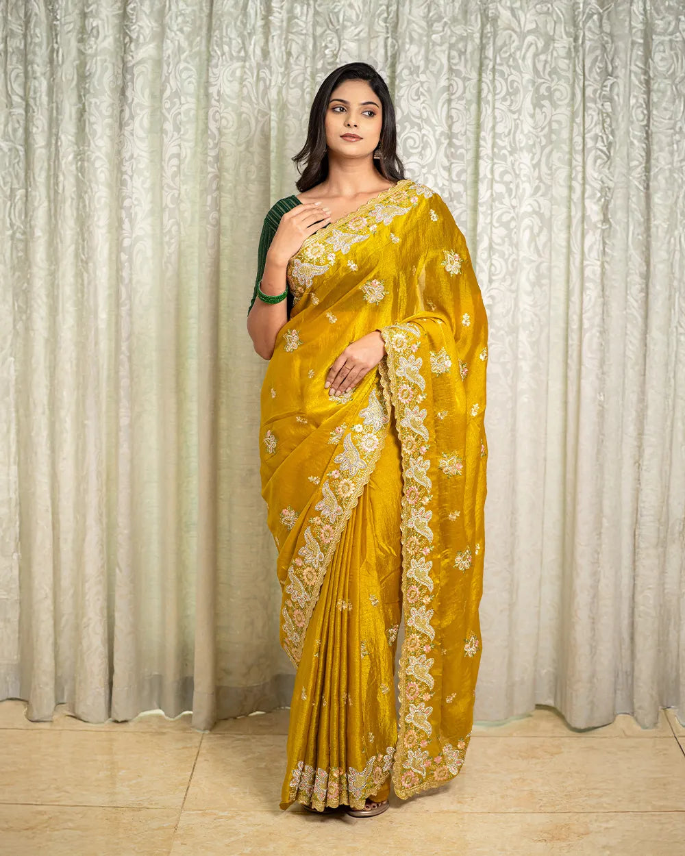 SC5849 - VISCOSE SAREE WITH FANCY EMBROIDERY STONE WORK