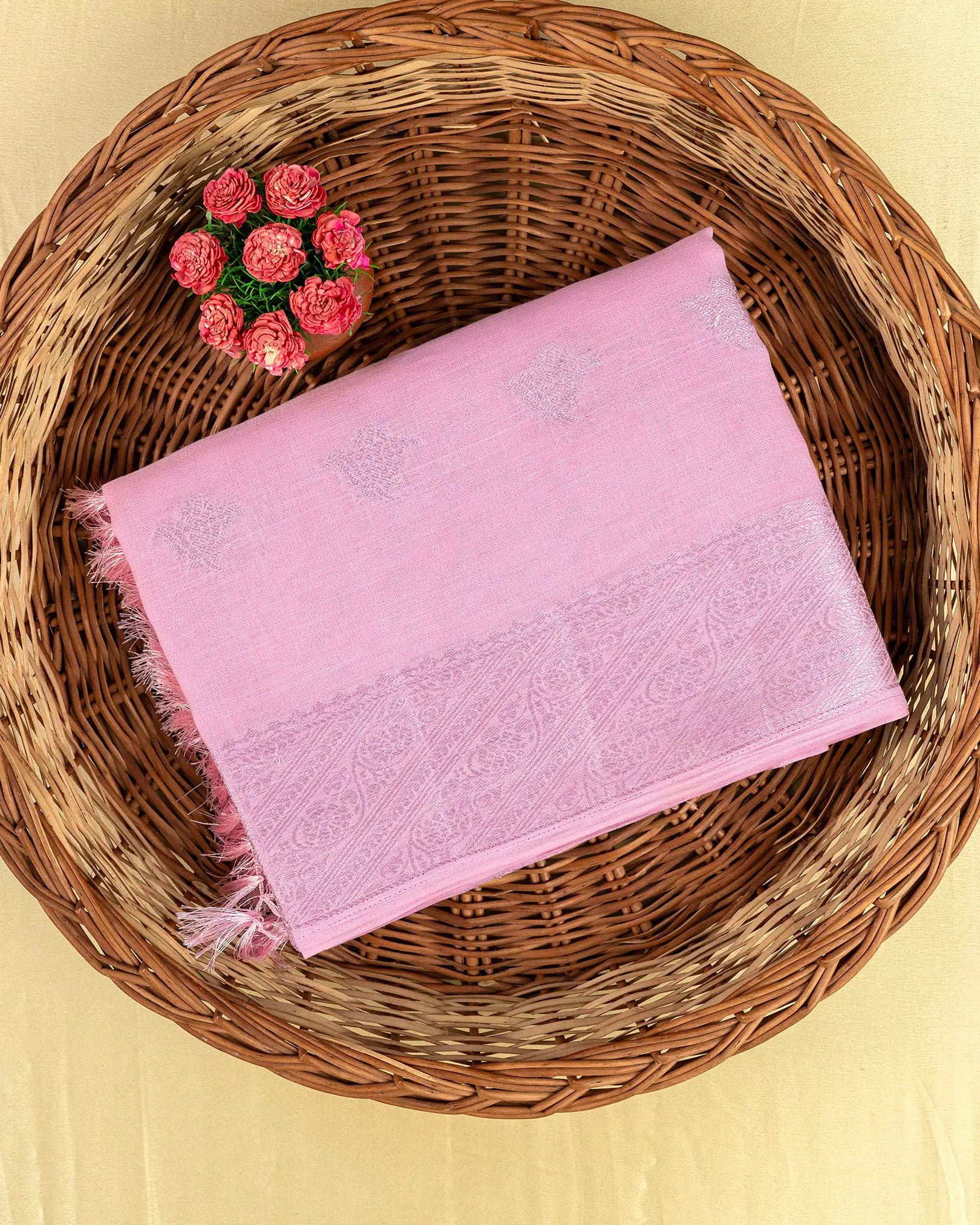 SC4056 - Linen Saree With Silver Butta