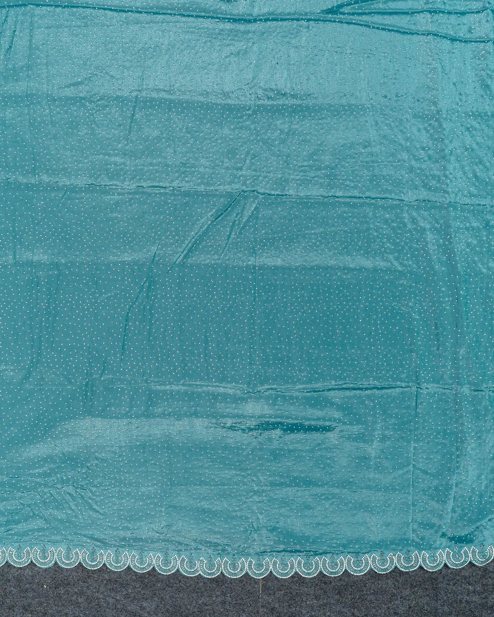 SC3452 - Fendy satin with silver stone and jarjoshi work along border