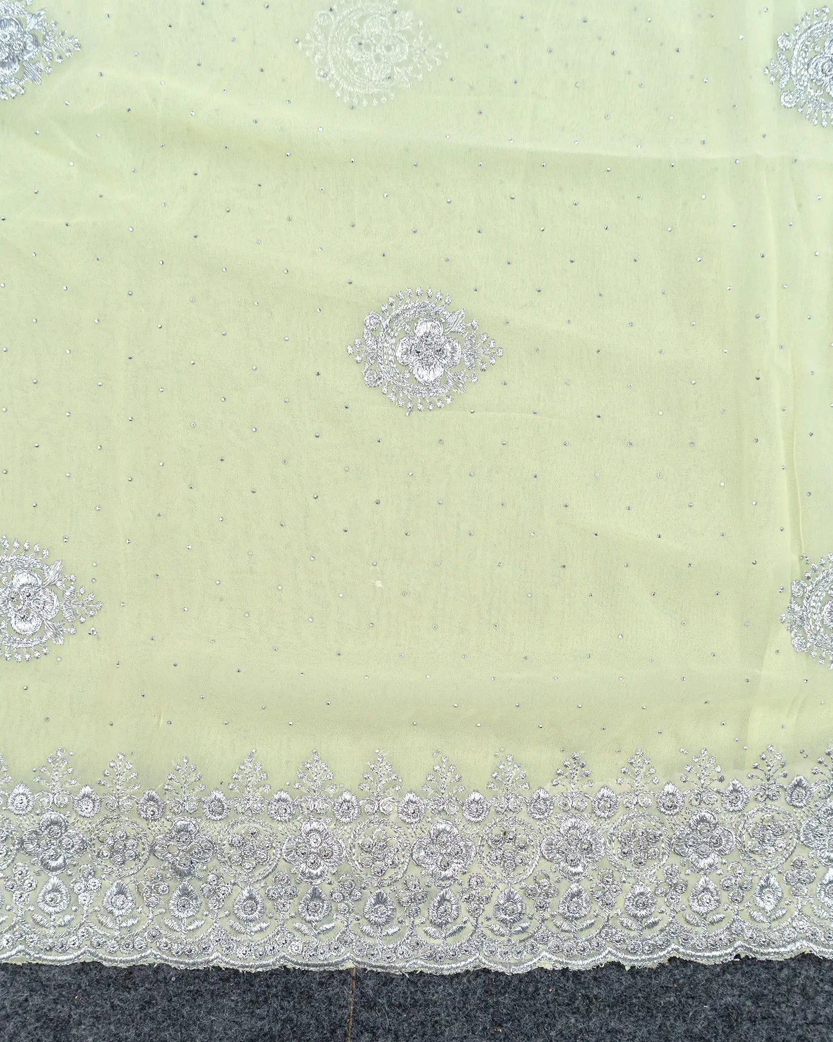 SC3997 - Georgette With Silver Embroidery And Sparkling Stone