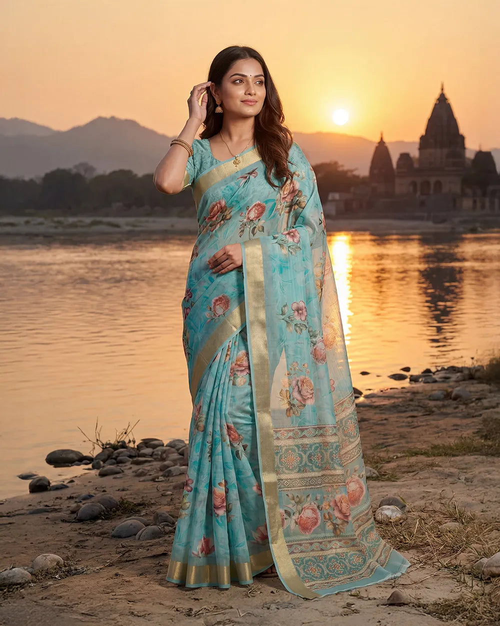 SC6200 DOLA SILK SAREE WITH DIGITAL PRINT
