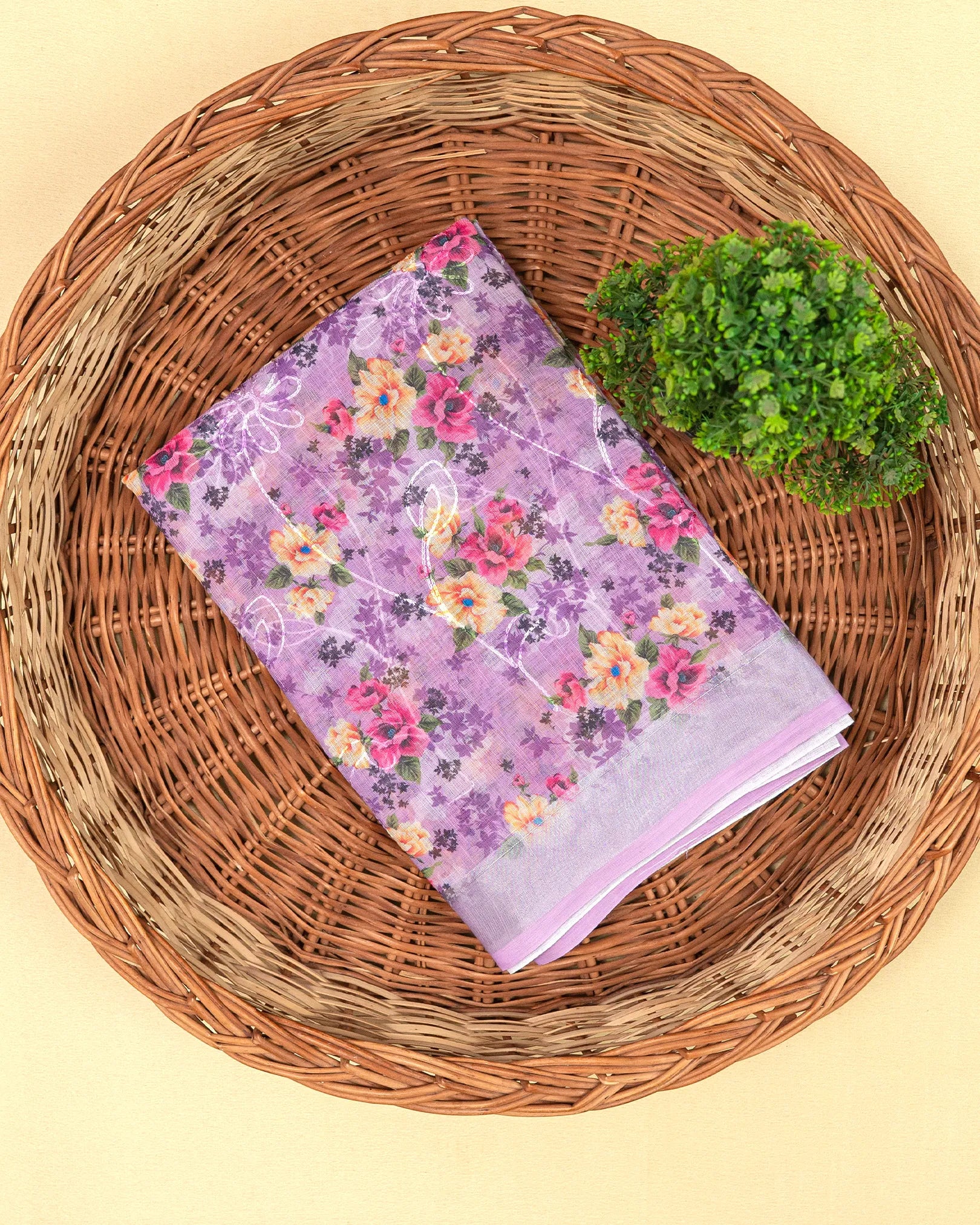 SC3947 - Linen Digital Print With Embroidery All Over Body