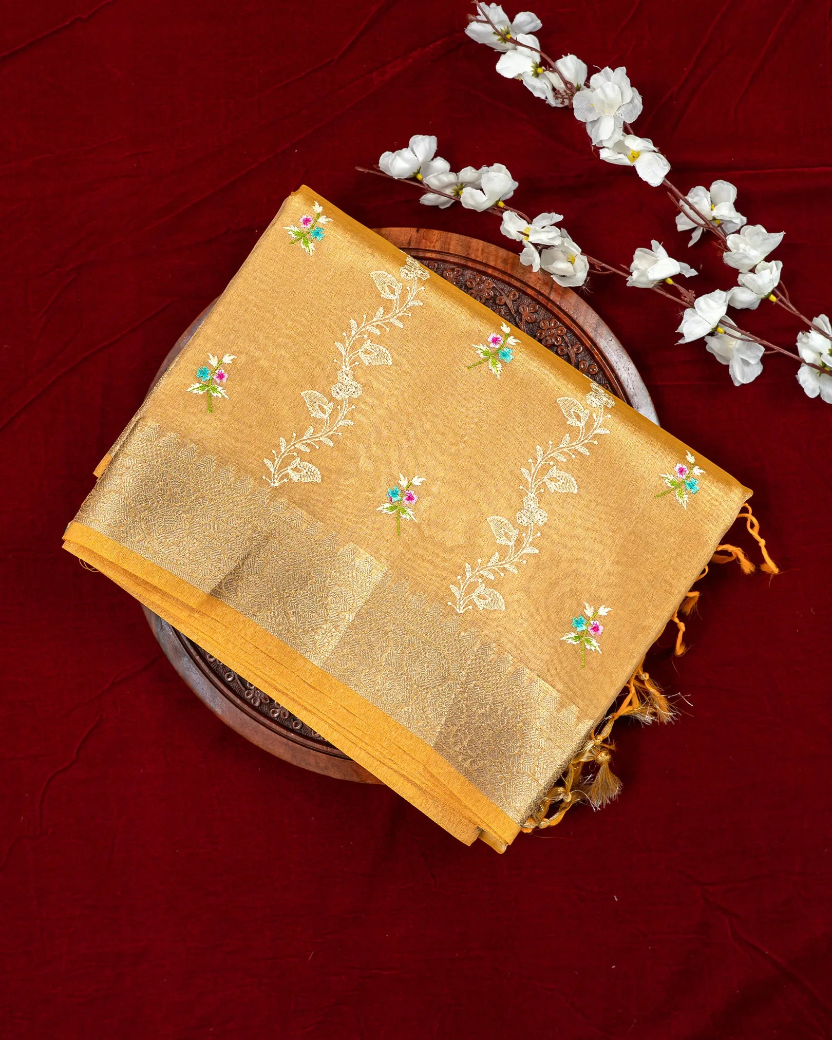 SC4067 - Tissue Meena Saree Embroidery All Over