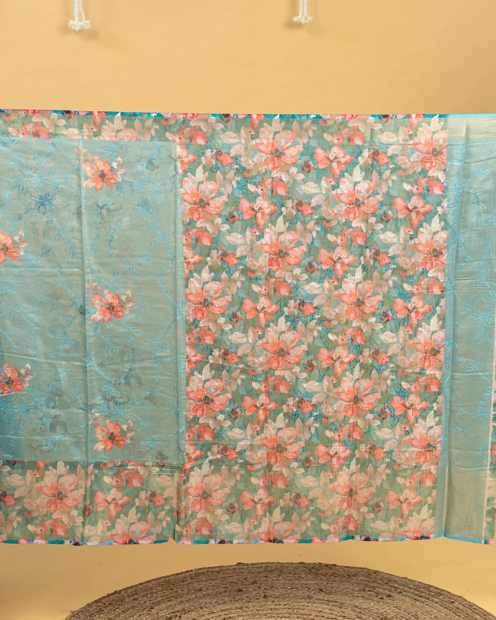 SC3415 - Tissue Saree With Embroidery All Over