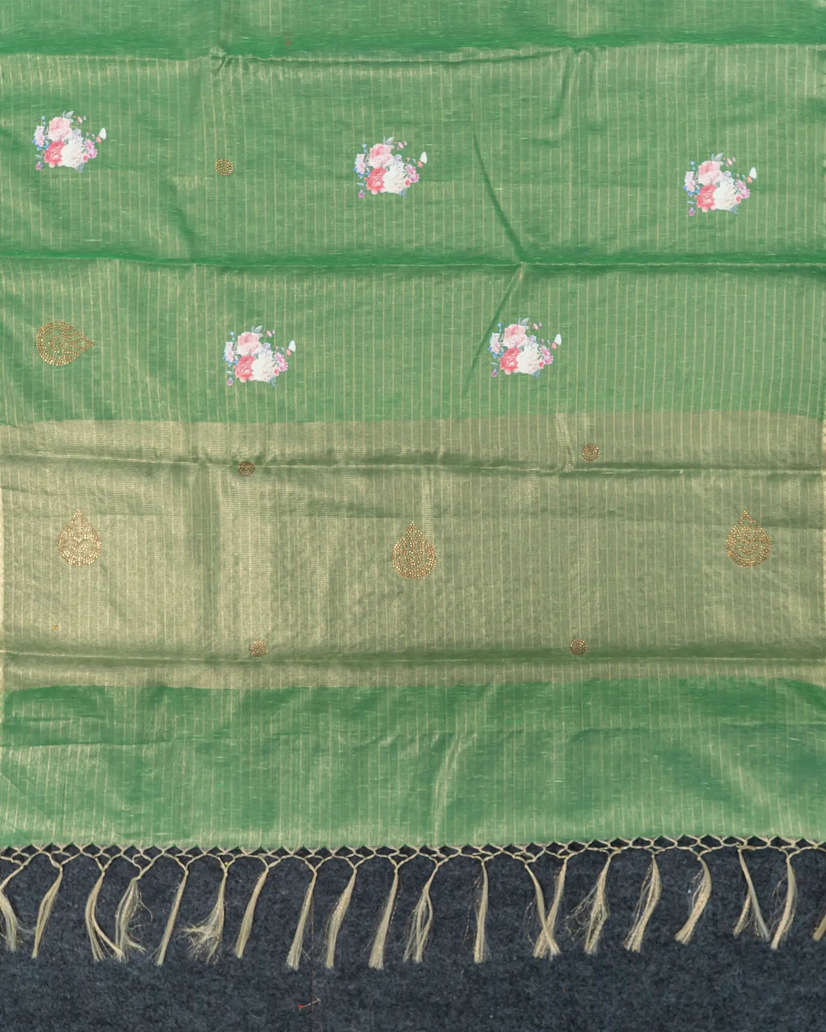 SC3139 - Linen Cotton With Sticker Print And Stone