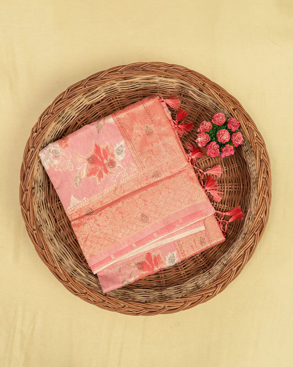 SC5285 - Tussar Cotton Saree With Copper Stone All Over Body