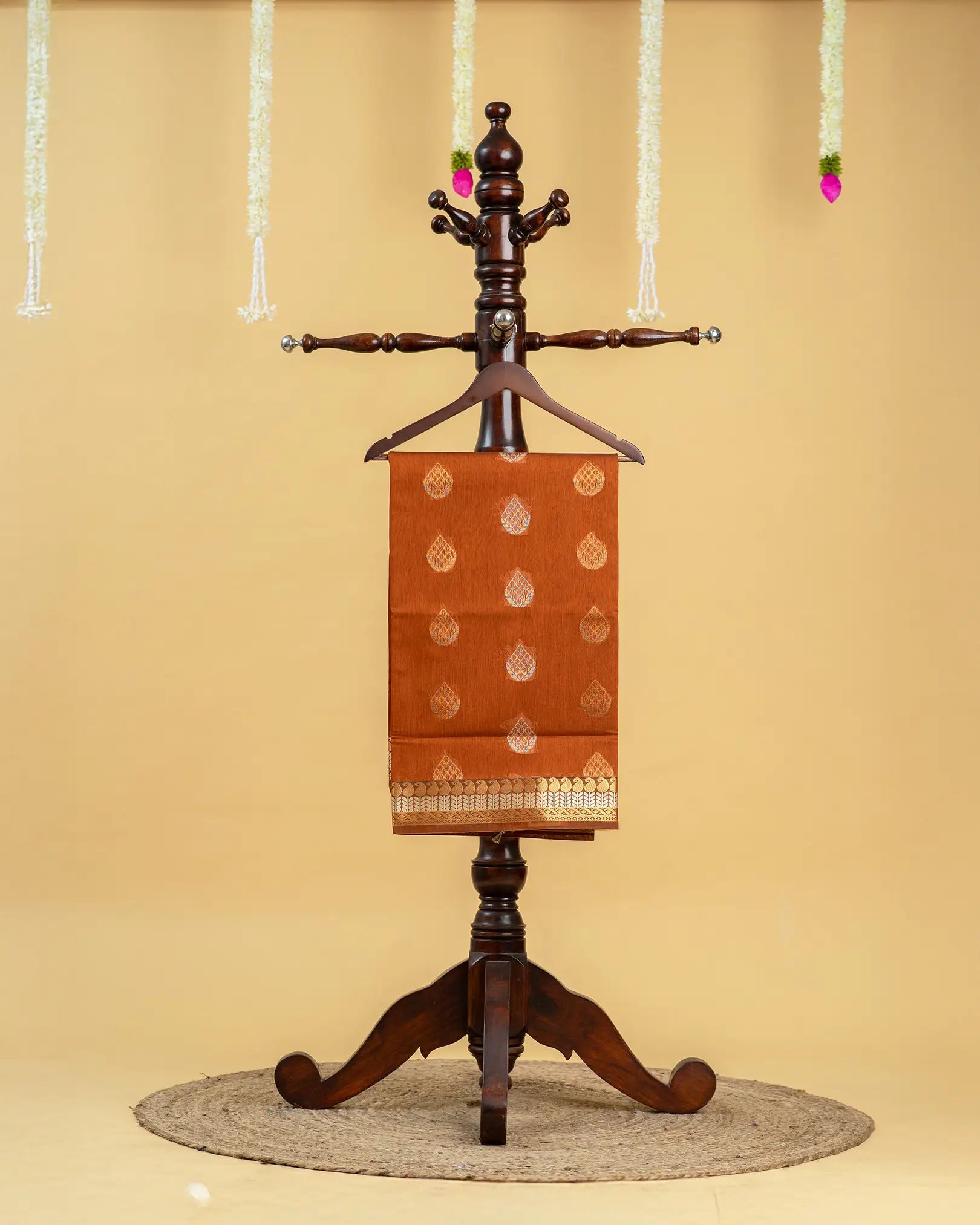 Silk Cotton Saree with Copper and Thread Work