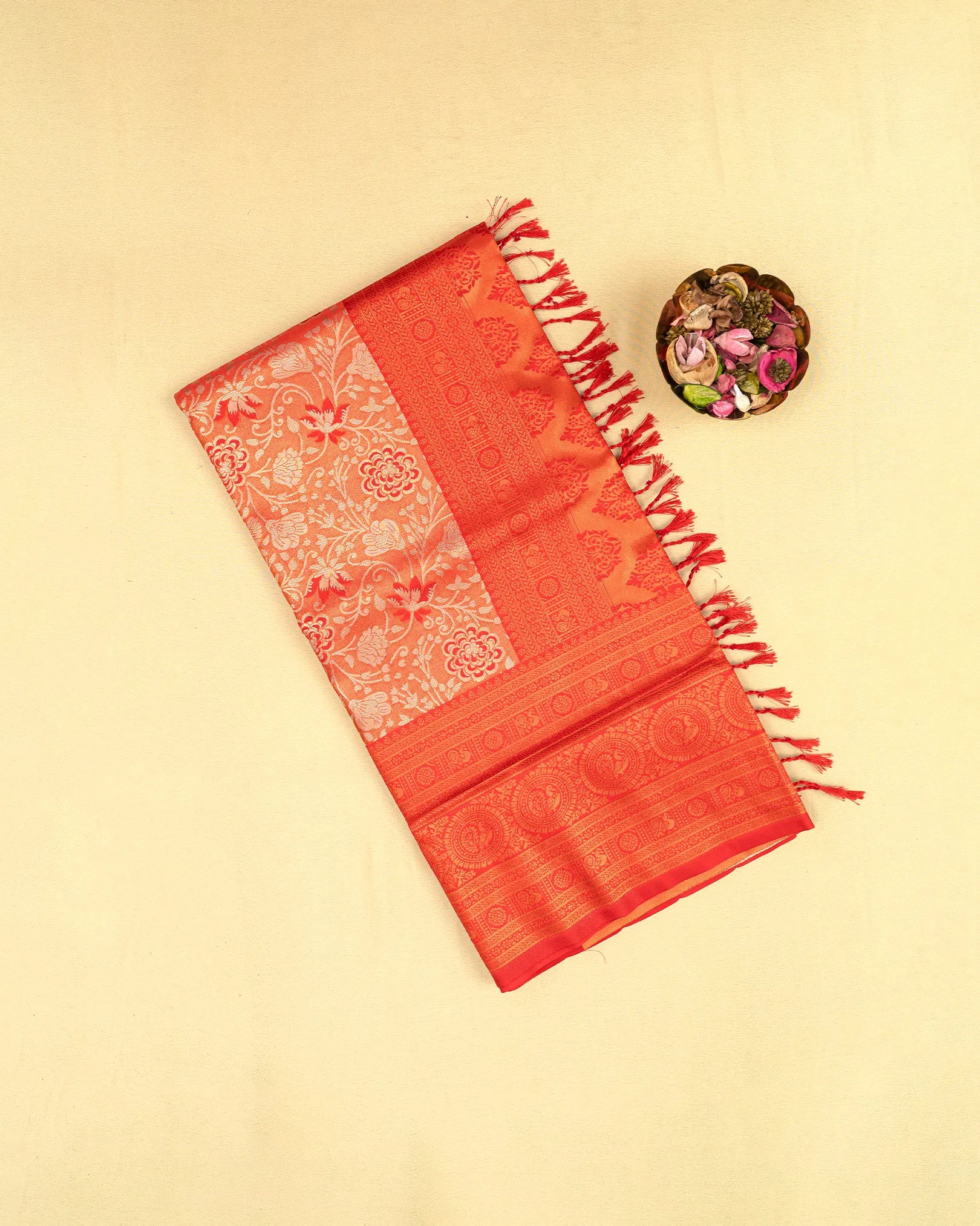 SC3964 - Tissue saree with meena butta and copper zari