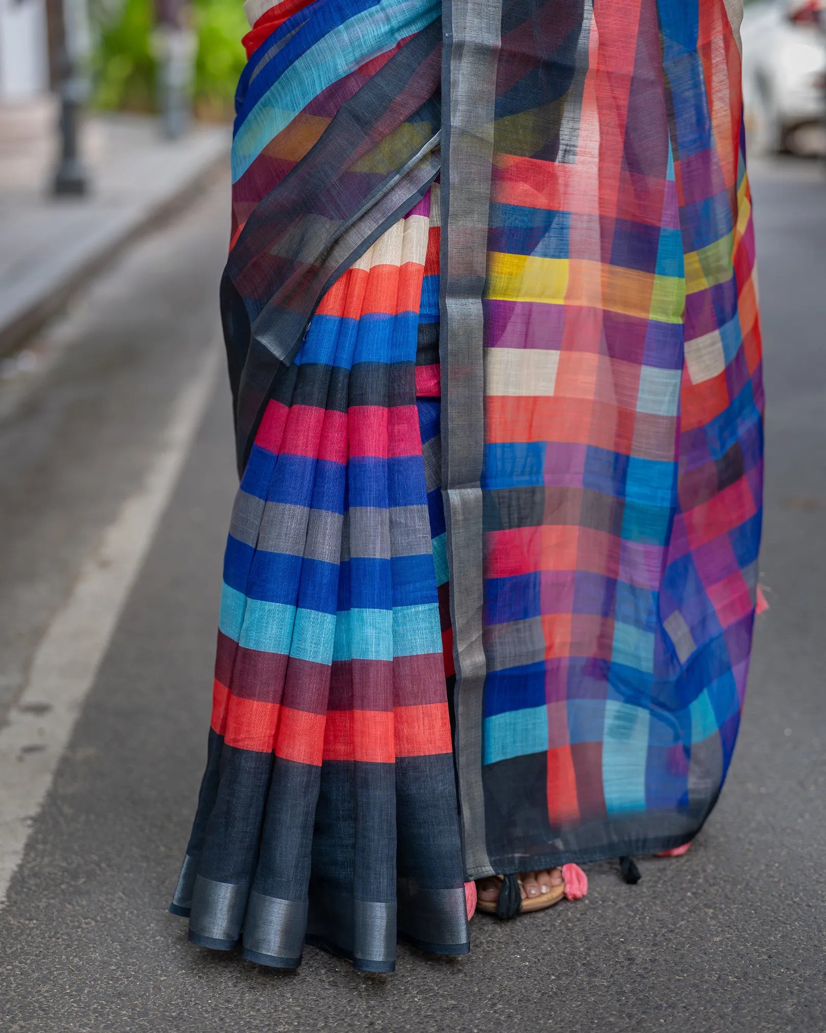 SC4845 - Linen Saree with Fancy Lines
