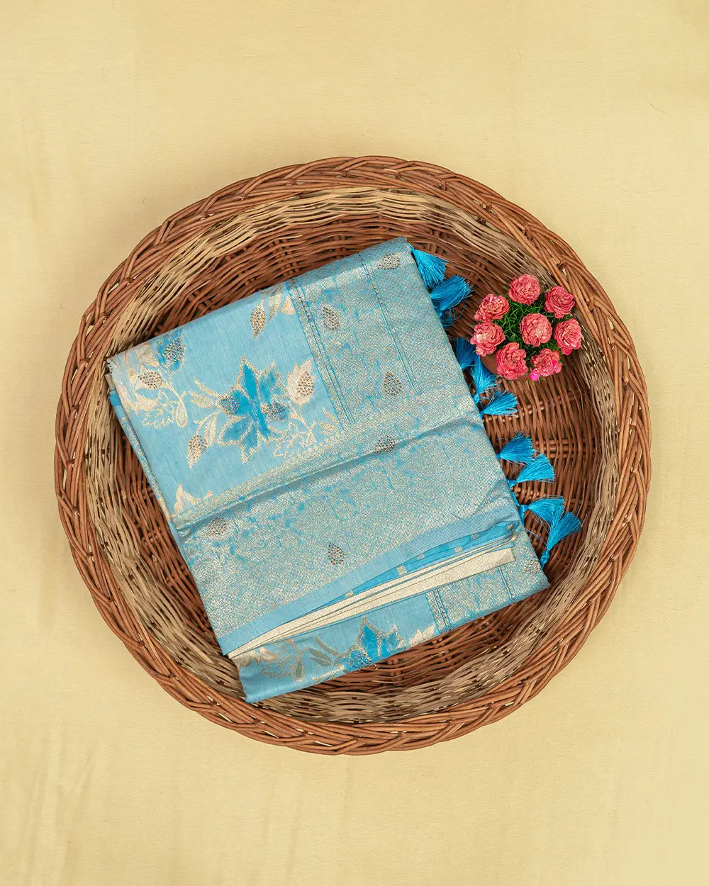 SC5285 - Tussar Cotton Saree With Copper Stone All Over Body