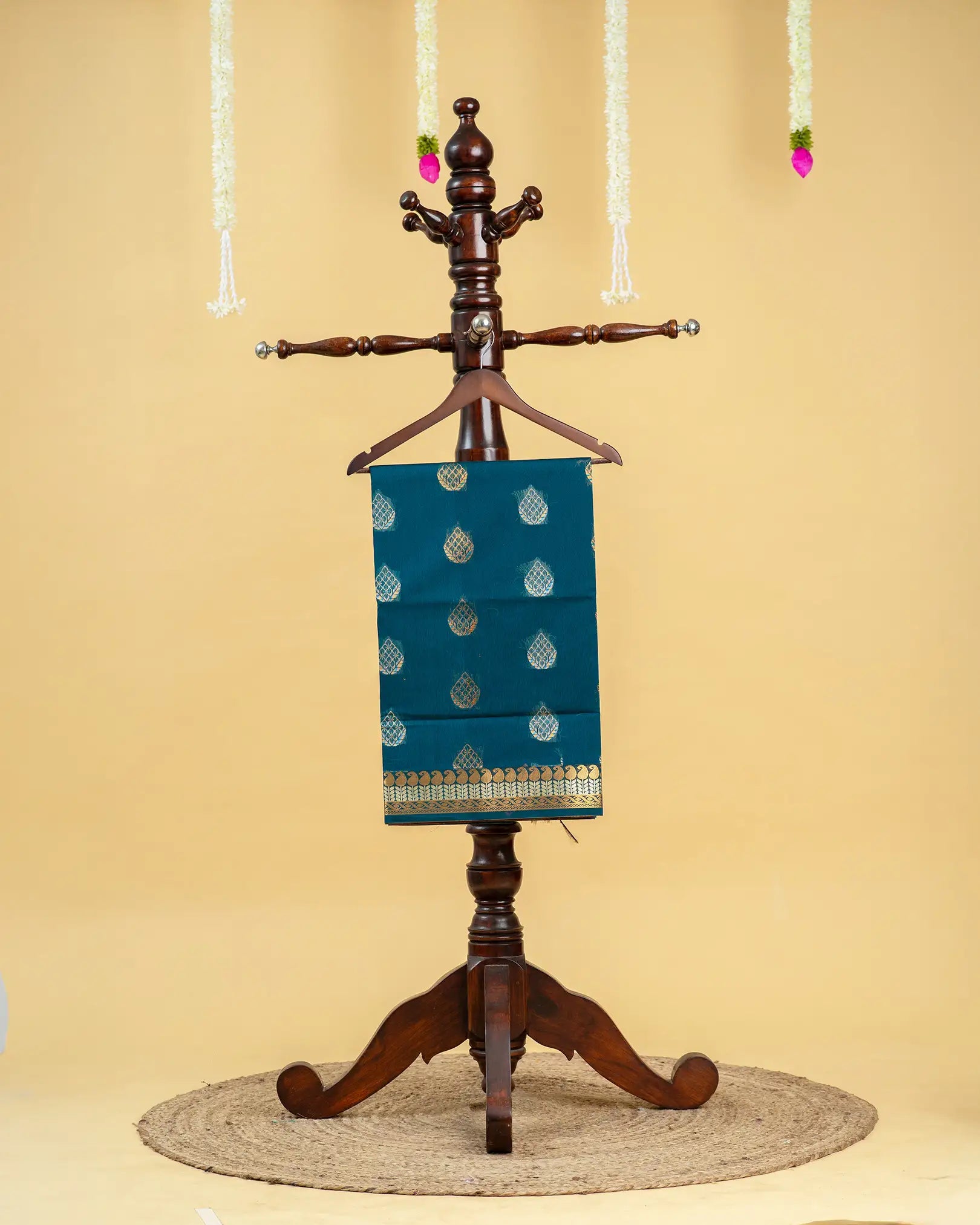 Silk Cotton Saree with Copper and Thread Work